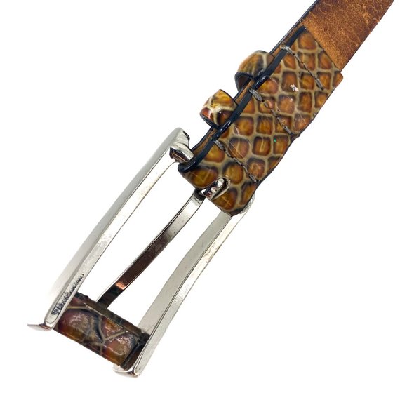QUALHEIM BOLLORINI Leather Snakeskin Belt - Picture 11 of 12